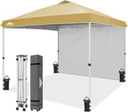 EAGLE PEAK Commercial Canopy 10x10 Pop Up Canopy Tent with 1 Sidewall, Easy Setup Heavy Duty Instant Event Shelter for Vendors & Markets, Outdoor Sun Shade, Beige
