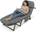 Portable Folding Bed Cot Recliner 6 Position Adjustable Backrest with Pillow Heavy Duty Steel Frame for Camping Office Nap Indoor Outdoor Use (Small(66in))