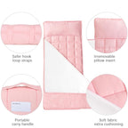 2 Pack Toddler Nap Mat with Fleece Blanket, Extra Large Kids Sleeping Bag for Preschool Daycare, Portable Travel Camping Nap mats Machine Washable Pink and Violet