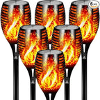 Otdair 96 LED Solar Lights Outdoor Upgraded 6 Pack, 43" Tall & Super Larger Size, Waterproof Tiki Torches for Outside, 2200mAh Solar Solar Torch Light with Flickering Flame for Path Yard Garden