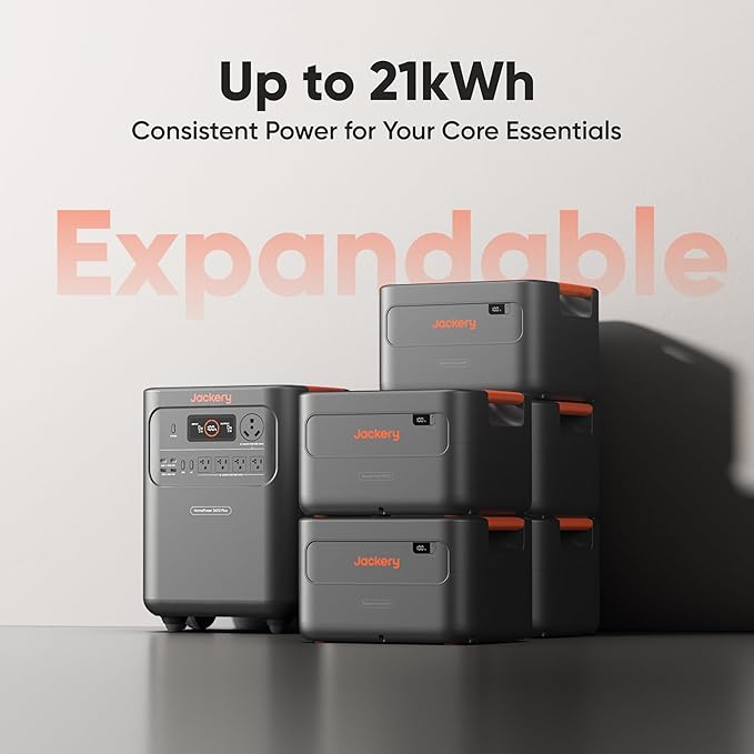 Jackery HomePower 3600 Plus Portable Power Station with Extra Battery and 500X, 3600W AC Output, 7168Wh LFP Solar Generator, Expandable up to 21kWh, Essential Home Backup for Home Use