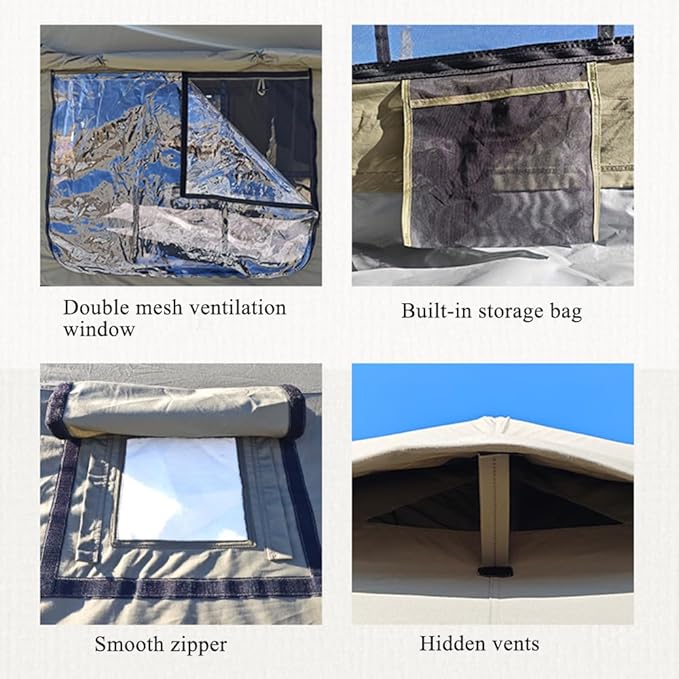 4 Season Inflatable Camping Tent with Separate Living and Sleeping Area,3000mm Waterproof Pop-Up Tent with Pump and Stove Jack Hole,4-6 Person Glamping Tent