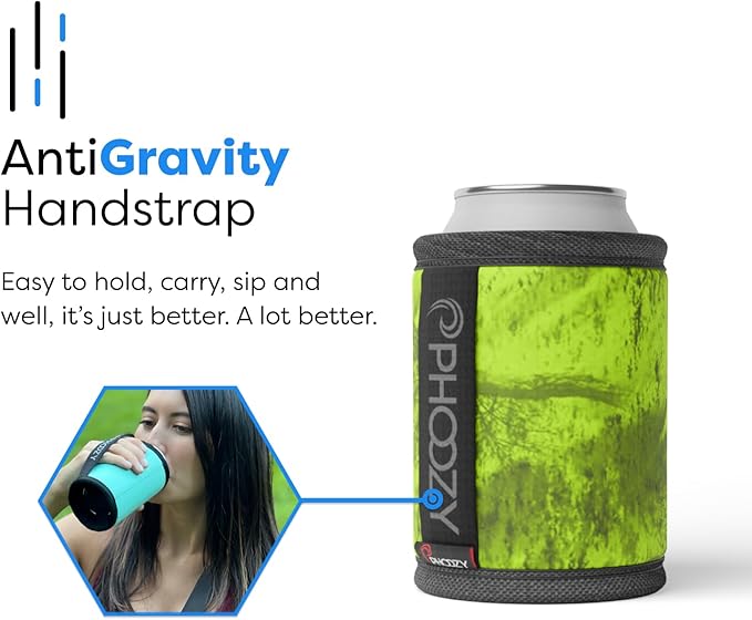 PHOOZY Insulated Can Cooler for 12oz Cans with NASA-Inspired Technology - Patented Koozie That Keeps Drinks Cold 10x Longer - Lightweight Beer Koozie for Outdoor Adventures - Green