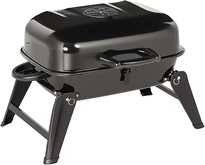 Outsunny 14" Portable Charcoal Grill, Tabletop Outdoor Small Grill with Heat Preservation Net, Venting System, Foldable Legs, Travel Size BBQ Perfect for Camping, Backyard, Tailgates, Black