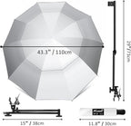 UPF 50+ Beach Umbrella with Adjustable Universal Clamp