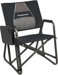 STRONGBACK Outdoor Chair Director Portable Camping Chair with Lumbar Support and Side Table - Heavy-Duty Foldable Chair - Black