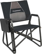 STRONGBACK Outdoor Chair Director Portable Camping Chair with Lumbar Support and Side Table - Heavy-Duty Foldable Chair - Black