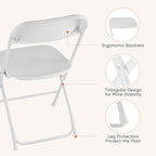 DUMOS Folding Chairs Sets of 8, 330lbs Capacity Plastic Stackable Home Office Chair, Portable Fold Up for Indoor Outdoor, Patio, Camping, Garden, Party (White)