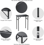JiGiU Folding Camping Table Portable Pinic Table 3 Level Height Adjustable Aluminum Frame Small Foldable Camp Table Light Weight with Carry Handle for Outdoor Indoor Hiking Camp BBQ Beach