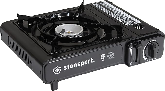 Stansport Portable Outdoor Butane Stove, Black, 13.38" L x 10.82" W x 4.33" H