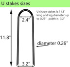 Heavy Duty Trampoline Anchors High Wind U-Shaped Sharp Ends Ground Anchor Galvanized Steel 11.8inch Safety Stakes for Soccer, Tents and Garden Decorations (Black 8pcs)