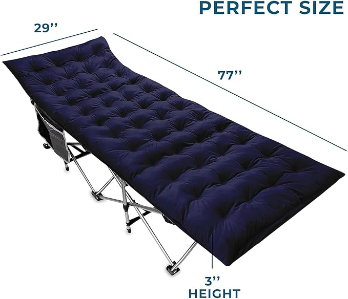 Zento Camping Cot Mattress Foam Pad for Adults – Thick Soft Ultra Comfort Sleeping Pad for Traveling Hiking Outdoor or Indoor Use – Lightweight Easy to Carry Foldable Waterproof Adult Cot Mattress
