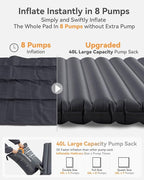 Hikenture Camping Mattress 2 Person Double Sleeping Pad for Camping, 4" Extra-Thick Inflatable & Ultralight Sleeping Air Mat for Backpacking, Hiking (Grey Pumpsack, Semi Double(79 * 47.5 in))