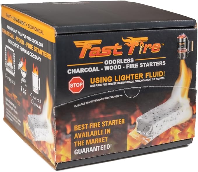Fast Fire Odorless Fire Starter Cubes – Individually Wrapped Cubes for Grills, Fire Pits, Charcoal Chimneys, Camping & Indoor Fireplaces (100 Count)