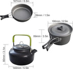 Light Aluminum Alloy Camping Cookware Utensils Outdoor Cooking Teapot Picnic Tableware Kettle Pot Frying Pan 3pcs/Set
