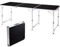 6.0 Ft Folding Portable Camping Table with Three Adjustable Heights, Tri-fold Outdoor Table, Outdoor Camping Kitchen, BBQ, Picnic, Cooking, Beach, Garden, Party, Black