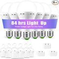 Emergency-Rechargeable-Light-Bulb, Stay Lights Up When Power Failure, 1500mAh 12W 60W Equivalent LED Light Bulbs for Home, Camping, Hiking (E27, with Hook,with Plug Cap) 6 Pack
