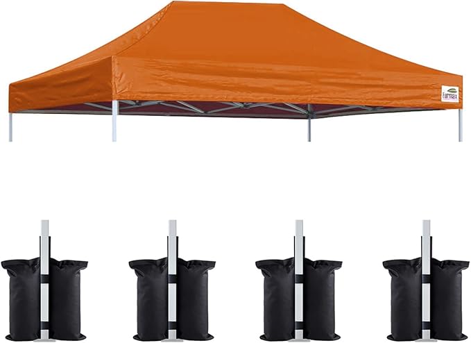 Eurmax USA Pop Up Canopy Top Gazebo Tent Cover Replacement Top Only,Bonus 4PC Pack Weight Bag (10x15,Pumpkin Yellow)