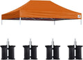 Eurmax USA Pop Up Canopy Top Gazebo Tent Cover Replacement Top Only,Bonus 4PC Pack Weight Bag (10x15,Pumpkin Yellow)