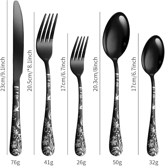 Silverware Flatware Cultery Set for 12 ，Unique Stainless Steel Cutlery Utensils Set with Steak Knives ，60 Pieces Tableware Set for Home Kitchen Restaurant Hotel, Dishwasher Safe