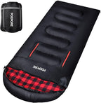 Flannel Sleeping Bag Cotton 0 Degree Cold Weather for Adults XXL Wearable Sleeping Bag 4 Seasons Waterproof with Compression Sack