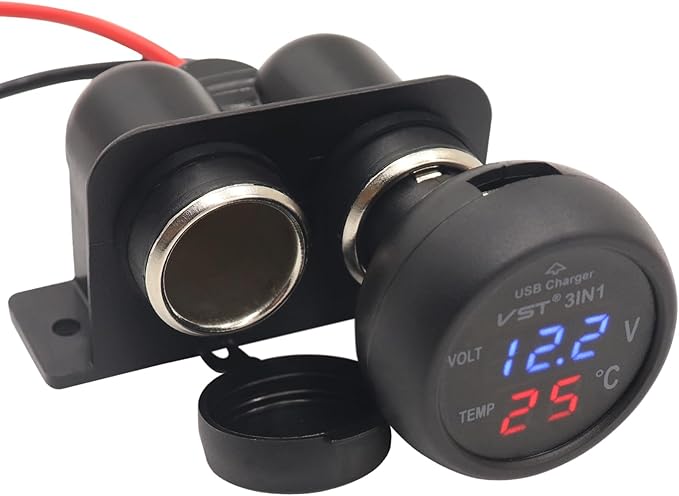12 V Multifunctional Waterproof Car Modification Dual Cigarette Lighter Splitter Power Sockets Female Power Outlet Replacement for Portable Auto Electronic Devices