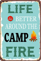 Funny Camping Sign Camping Decor Life Is Better Around The Camp Fire Signs Vintage Metal Tin Sign Camping Signs For Cafes Bars Pubs Shop Camping Wall Art Decorative 8x12 Inch