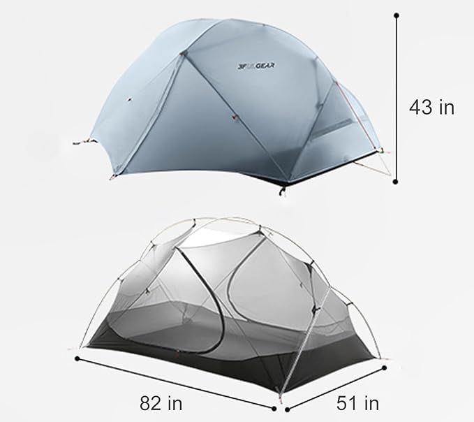 3F ULGEAR Floating Cloud 2 Tent Ultra Light 2 Person Camping Tent - Rainproof, Lightweight, 3/4 Season - Perfect for Backpacking and Outdoor Adventures