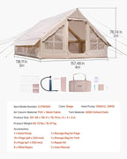 VEVOR Inflatable Tents for Camping, Easy Setup Blow up Tent with Hand Pump, 4 Season Glamping Tent with Stove Jack, Doors & Mesh Windows, Storage Bag Included for Easy Taking