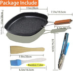 Nonstick Grill Pan with Folding Handle, 11in/ 28cm Lightweight Grill Pan for Stove Tops, 1.76lbs Versatile Griddle Pans with Pour Spouts, Square Grilling Skillet Steak Pan for Indoor Outdoor Camping