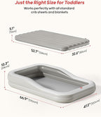 QPAU Inflatable Toddler Travel Bed with 3-Sided Safety Bumpers, Extra Large Kids Air Mattress, Includes Detachable Mattress, Portable for Camping, Travel, Home Use (Grey)