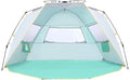 Wolfwise Instant Beach Tent Sun Shelter with Zippered Extendable Porch for Privacy, Portable Beach Tents with Carrying Bag, Easy Setup Pop up Beach Shade for 6-7 Person, 110 x57x57 in, Mint Green
