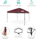 Best Choice Products 8x8ft Pop Up Canopy Tent, Outdoor Shade, 1 Person 1 Minute Set Up, Carry Case, 4 Weight Bags - Burgundy