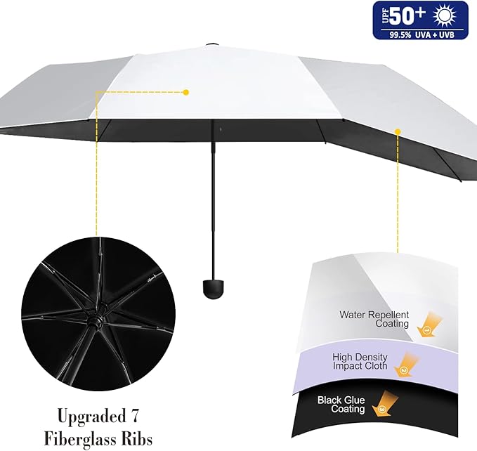 Upf 50+ Chair Umbrella With Clamp/Sun Shade - Portable Umbrella For Sports & Outdoors - Secure Clamp, 360-Degree Swivel Adjustable Position For Maximum Sun Protection