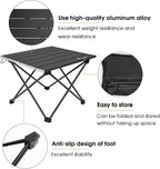 MOON LENCE Ultralight Folding Camping Table, Compact,Portbale with Carry Bag, for Outdoor Cooking, Picnic, Camp, Boat, Travel (Black - S)