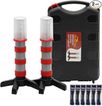 Twinkle Star Emergency Roadside Flares Kit LED Safety Strobe Road Warning Light Highway Beacon Alert Flare with Magnetic Base, Detachable Stand, Solid Storage Case (Set of 2)