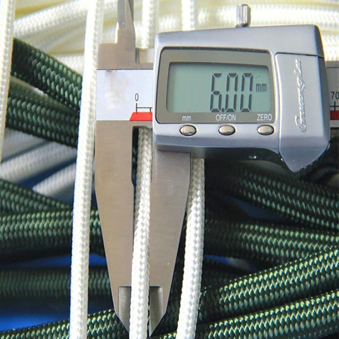6mm White Diamond Braid Nylon Rope, Paracord All Purpose Utility Rope Nylon Twine for Crafts,Cargo,Tie-Downs,Camping,Indoor Outdoor Use(1/4inch,50ftx1 Hank)