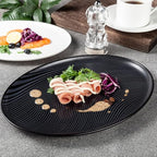 Ceramic Tableware Hotel Restaurant Black and White Grain Plate Vertical Stripes Private Room Dishes