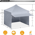 ABCCANOPY 10x10 Pop up Canopy Tent with Sidewalls - Easy up Canopies with Awning, Outdoor Tents for Parties, Market, Commercial Events, Gray