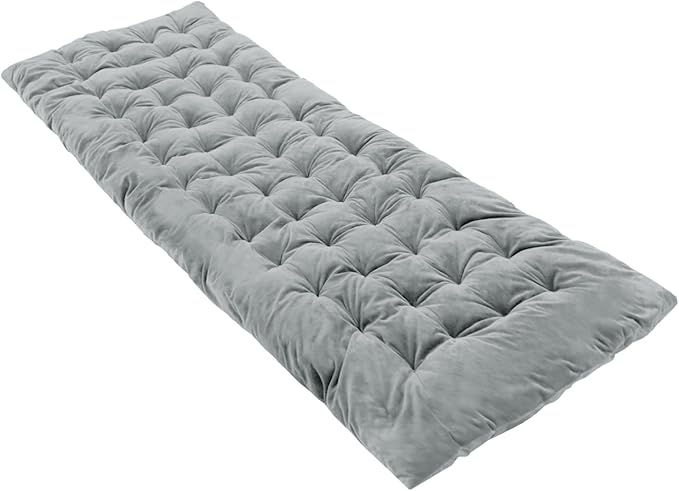REDCAMP Extra Thick Folding Sleeping Cot Pads, 75"x28"Comfortable Soft Velvet Cotton Camping Cot Mattress Pad for Hiking, Backpacking,Navy Gray Brown