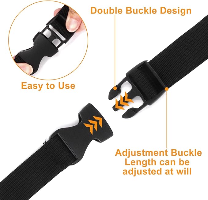 5Pcs Black Nylon Strap 1" x 47" (3.9ft) Buckle Straps with Quick Release Adjustable Straps with Buckles, Tie Down Strap for Backpacking, Outdoor Activities