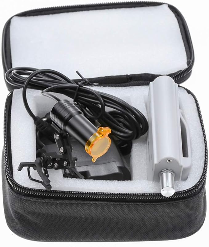 5W Waist Hanging Rechargeable Dental LED Head Light with Plastic Clip Filter for Surgical Magnifier (Silver)