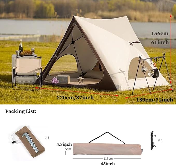 Backpacking Tent 2/3 Person Tents for Camping, Lightweight Backpacking Tent, Easy Setup Outdoor Tents for Family Camping Hunting Hiking Mountaineering Travel (Color : /Beige, Size : 3-5 Person)