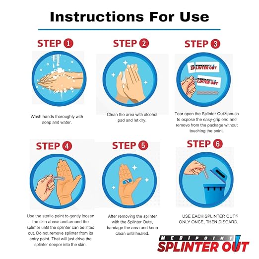 Splinter Out Splinter Remover 10 Count (Pack of 1) | Fast, Painless Splinter Removal | Essential First Aid for Home, Work, Travel & Camping | Ideal for Hiking, Woodworking, Gardening & Outdoors