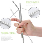 Portable Reusable Travel Utensils Silverware With Case, Camping Cutlery Set, Chopsticks and Straw, Flatware With Case, Stainless Steel Top (Silver)