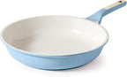 SENSARTE Nonstick Ceramic Frying Pan 12.5-Inch, Healthy Non Toxic Skillet, Induction Compatible Omelet Pan with Heat Resistant Handle, PFAS-Free, Blue