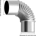 2.36" Elbow Stove Pipe Stainless Steel Chimney Flue for Outdoor Camping Wood Stove 90/45 Degree
