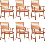 Patio Dining Chairs ,Outdoor Chairs,Coffee Chair,Study Chair,Bistro Chair,Fishing Chairs,Camp Chair,Garden Chairs,for Deck, poolside,Camping,Beach,Campsite,6 pcs with Cushions Solid Acacia Wood