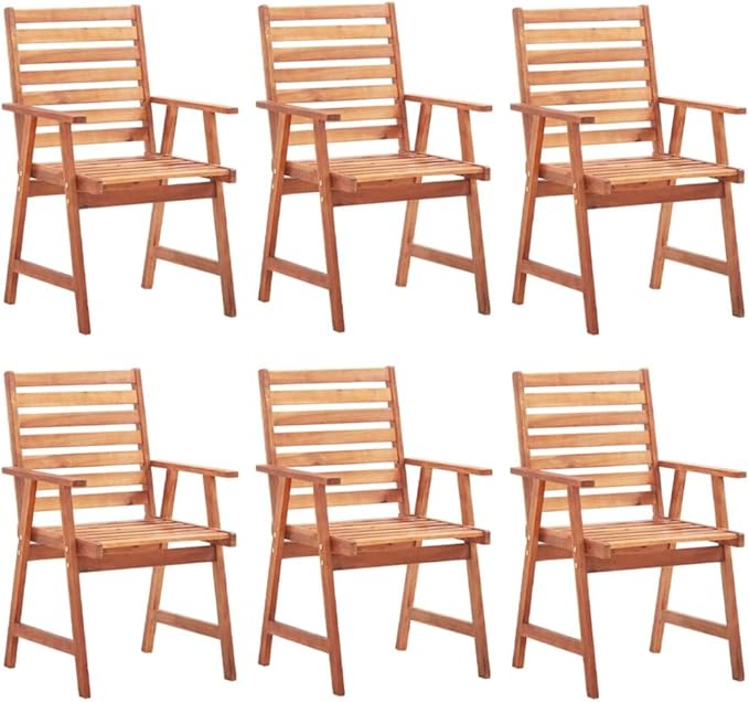 Patio Dining Chairs ,Outdoor Chairs,Coffee Chair,Study Chair,Bistro Chair,Fishing Chairs,Camp Chair,Garden Chairs,for Deck, poolside,Camping,Beach,Campsite,6 pcs with Cushions Solid Acacia Wood