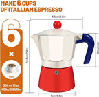 6 Cup Aluminum Espresso Stovetop Moka Pot Express Coffee Maker Percolator Italian Classic Mocha Coffee Machine for Italian and Cuban Cafe Brewing for Home Camping 300ml